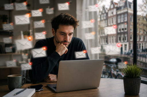 Expat waits for rental responses while searching for housing online in a competitive Dutch rental market