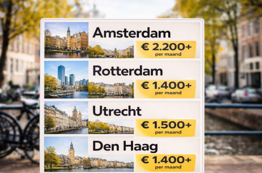 Dutch city rent comparison showing average prices in major cities