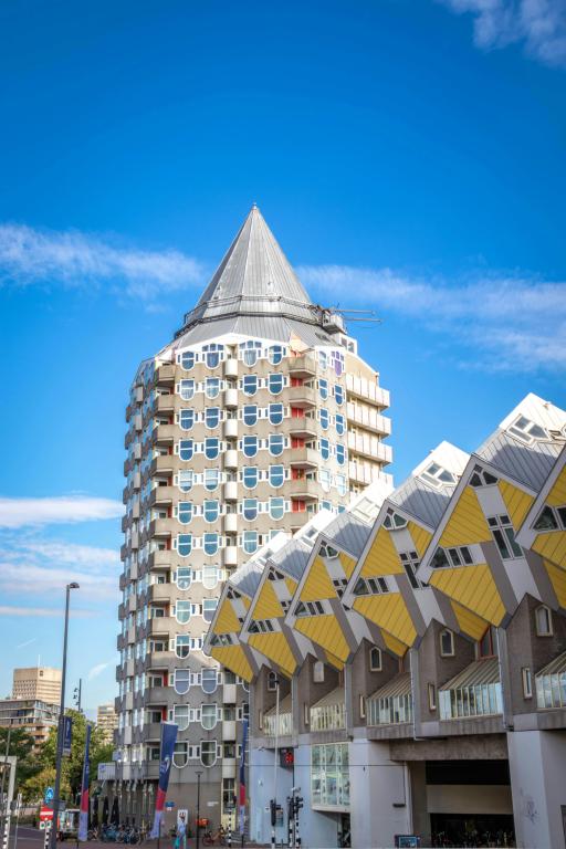 Exterior of Blaaktoren Apartment Complex in central Rotterdam, next to the famous cube houses.